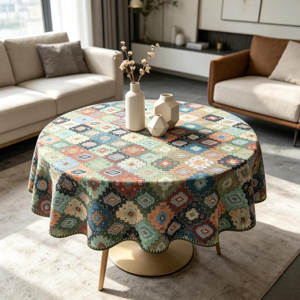 Dining Kitchen Party Event Family Gathering Small Round Cotton Tablecloth