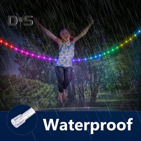 Wodoodporne paski świetlne LED do trampolin z pilotem zdalnego sterowania, 16 kolorów, zewnętrzne światła do zabawy w nocy, do trampolin o długości 8/10/12 stóp