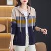 Women's Cardigan Jacket Top Loose Hooded Zip-up Sweater Knitwear Outerwear Thickened