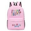 Large Capacity School Backpack Teens With Cartoon Letter Print Lightweight Ergonomic Design Oxford Fabric Adjustable Padded