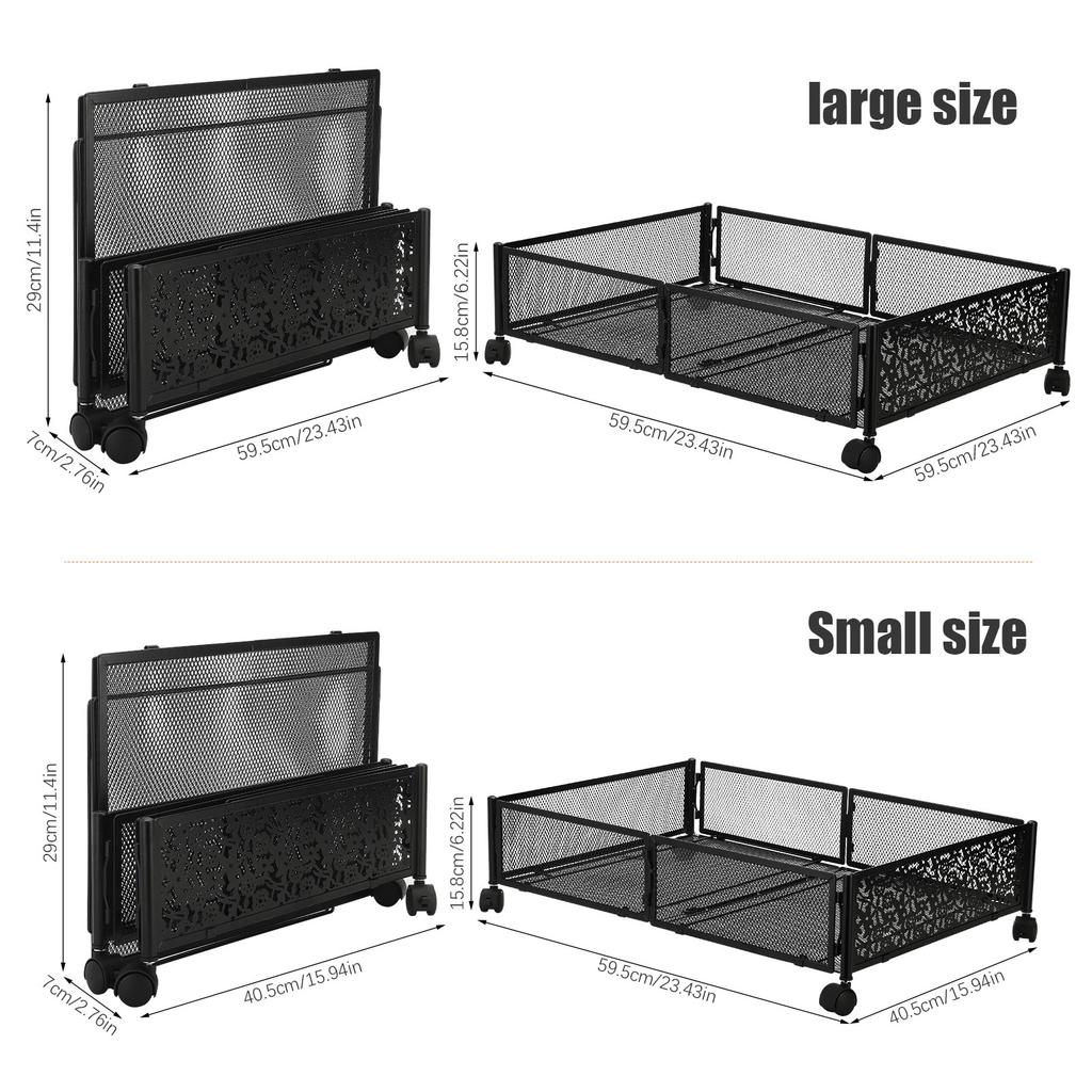 Úložný box pod postel s kolečky Odolný kovový úložný kontejner pod postel pro domácí použití