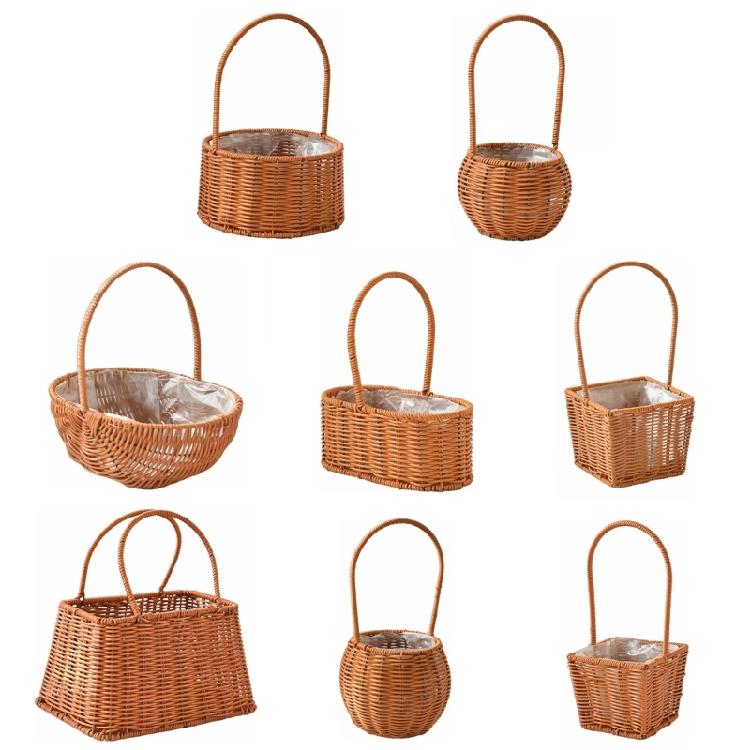 Handwoven Floral Basket Rattan Storage Basket for Picnics and Outdoor Activities