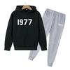 Fashion Casual 1977 Boys Girls 2 Piece Sets Tracksuit Kids Hooded Sports Suit Children Hoodies Sweatshirt Top+Pants Streetwear
