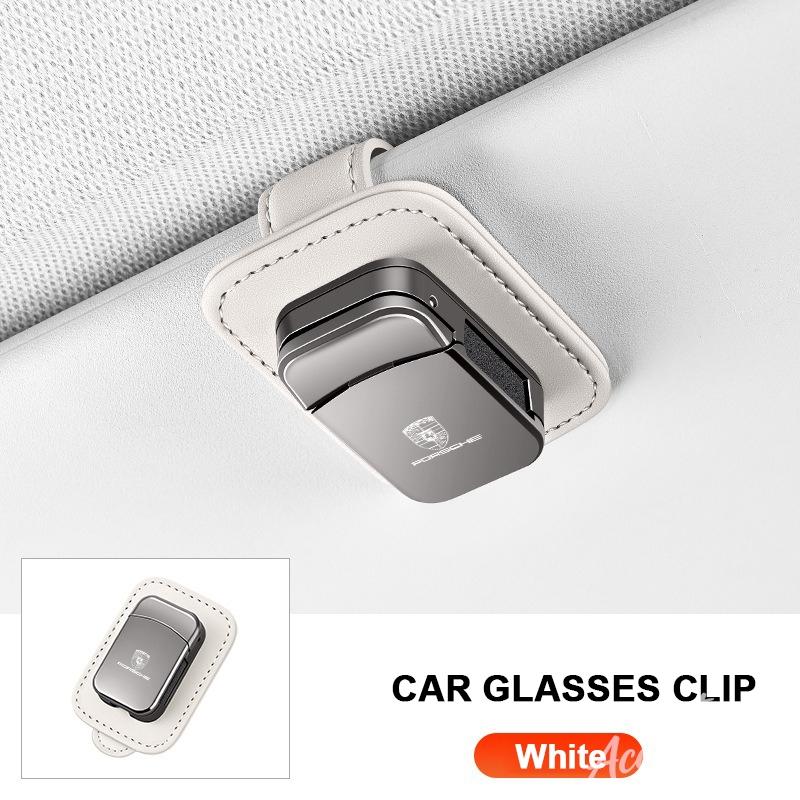 snprg4 Metal Car Sun Visor Glasses Clip For Porsche Macan Panamera Cayenne Cayman 911 918 Sunglasses Holder Universal Eyeglasses Clip