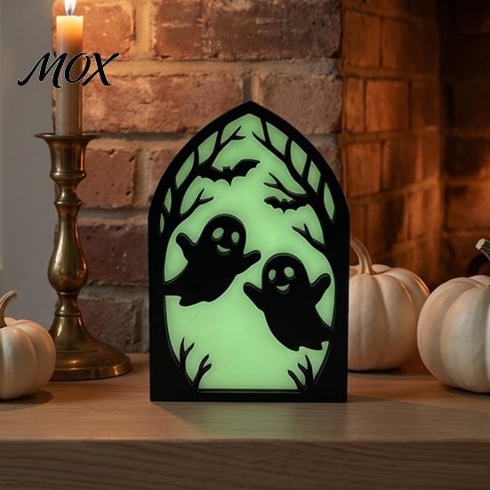 Halloween Wooden Ornaments Screen Ornaments, Glow in The Dark Gothic Arch No Assembly Decor, Atmosphere Supplies for Home Tabletop Party Decorations