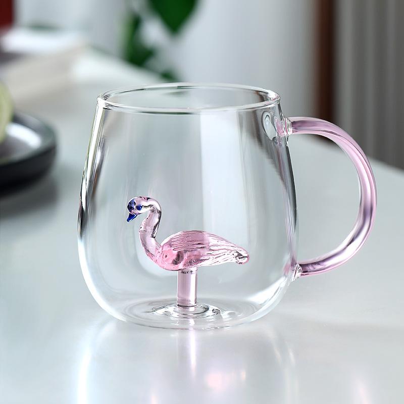 3D Animal & Plant Shaped Glass Cup, Creative Clear Mug with Handle, Cute Drinkware