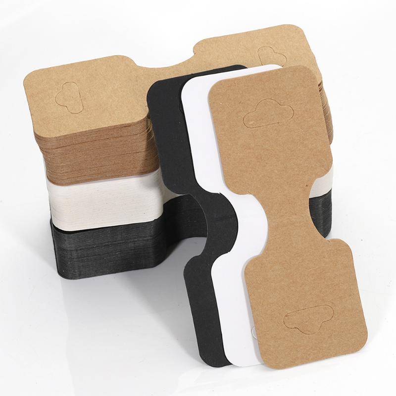 100Pcs Foldable Kraft Paper Packing Cards For Diy Hair Tie Jewelry Display Holders Handmade Necklace Bracelet Retail Price Tags