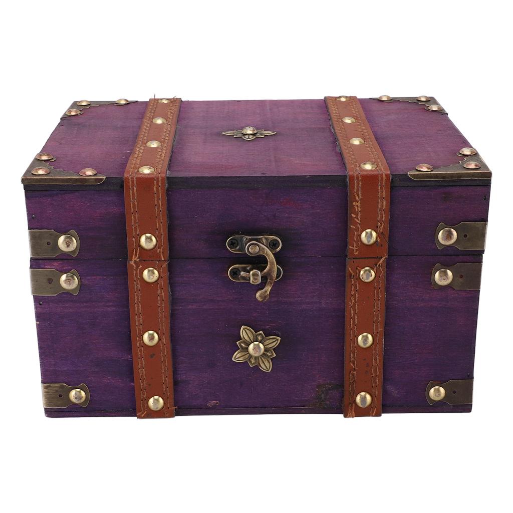 Vintage Schatztruhe Box Holz Retro Schmuckaufbewahrungsbox Dekorative Schatztruhe für Zuhause