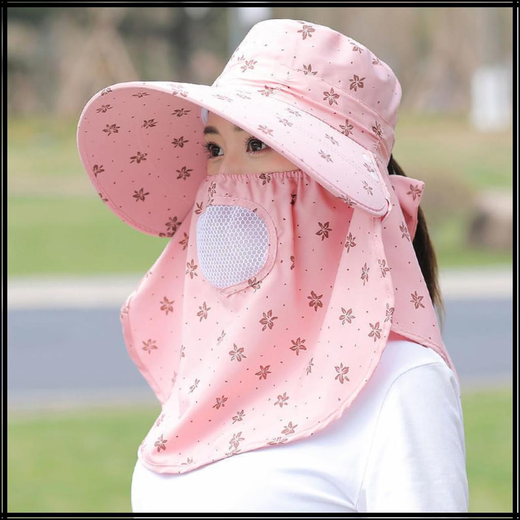 Sun Wide Face UV CZA624 [White Fang] Hat, Hat, Brim, Cover, Protection, Outdoor, Women's (Pink)