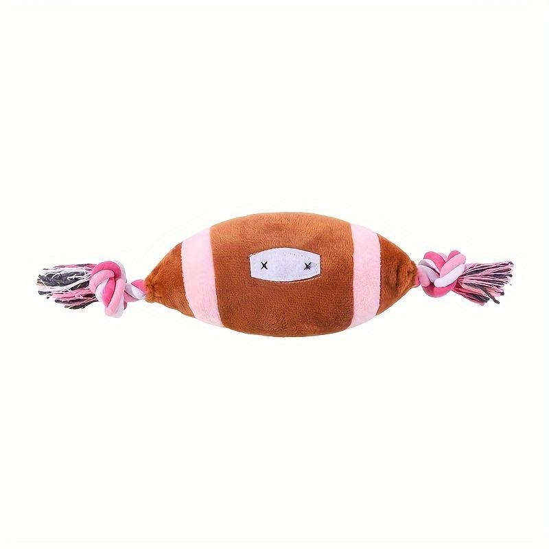 2pcs Durable Squeaky Plush Toy for Dogs with Football Design and Knotted Rope