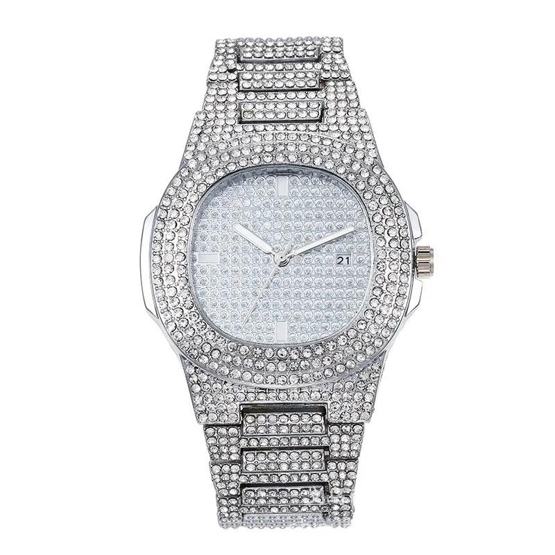 Montre Hip Hop Avec Strass Brillants Pour Homme Horloge De Luxe Cool Ceinture En Acier Glacé Design Sky Star