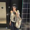 Dog Paw Full Print One-word Slanted Shoulder Short-sleeved T-shirt Women's Summer New Design Sense Niche Chic Sweet and Spicy Top