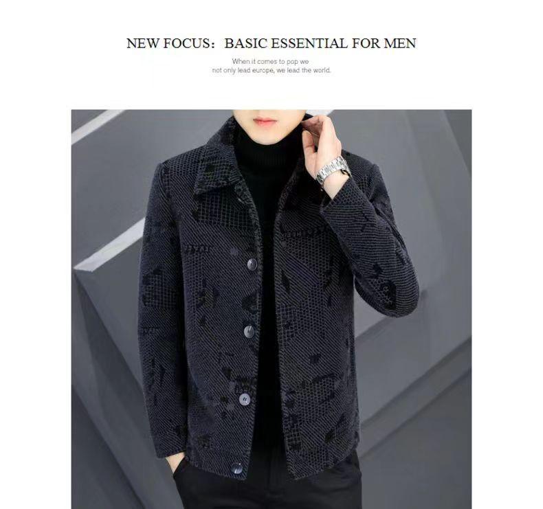 Herrförtjockad sammetsulljacka - Ny höst/vinter kort kappa