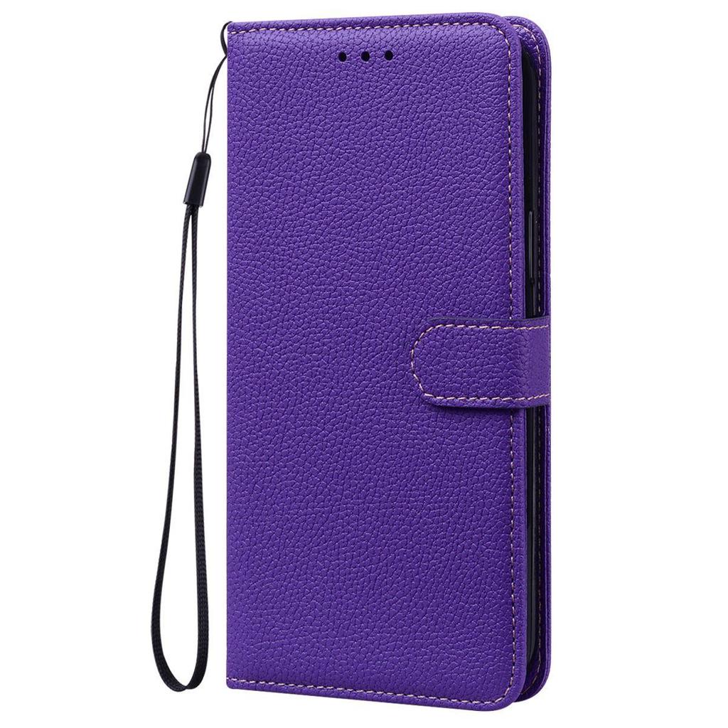 Portfel etui z klapką ze skóry PU do OPPO A15s, A15 Tekstura liczi Uchwyt na karty Podstawka Pasek na nadgarstek Pokrowiec ochronny