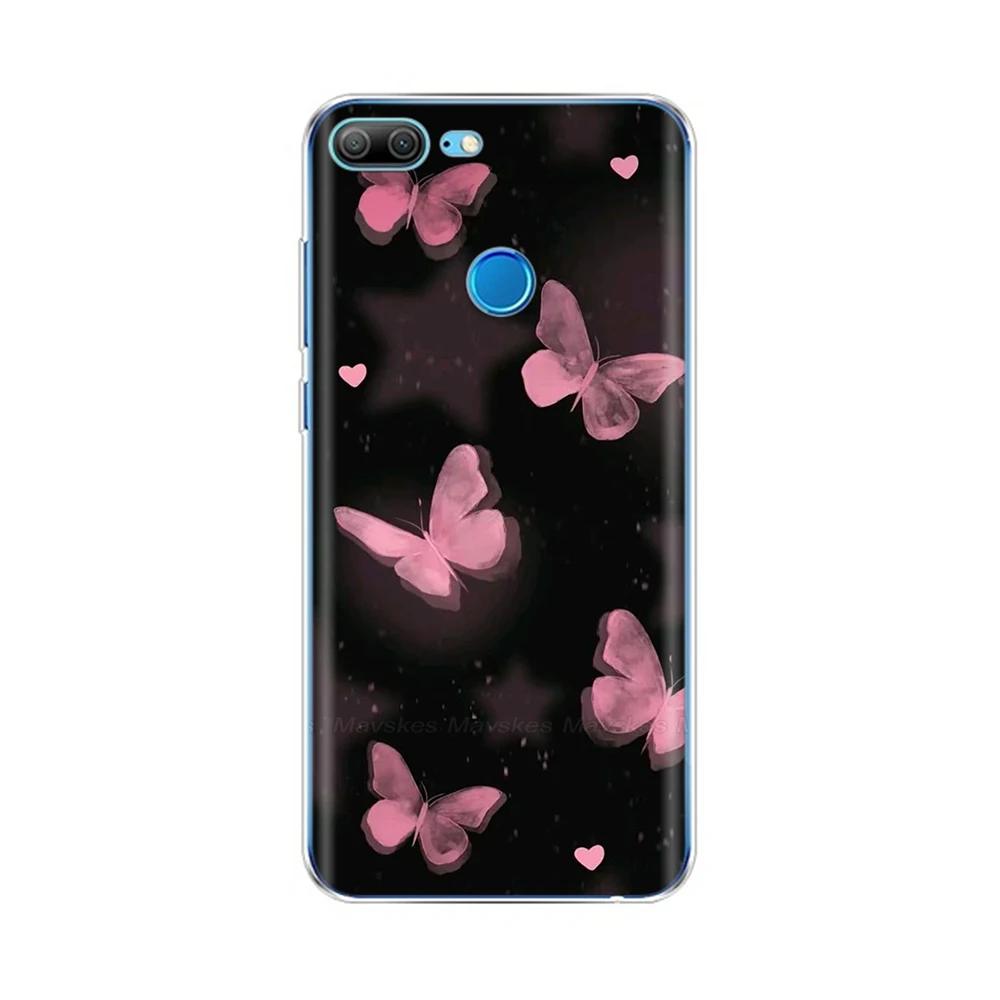Phone Case For Honor 9 Lite Back Cover for Huawei Honor 9 Lite Cases Transparent Silicon TPU Protective Cats Flower Print Covers