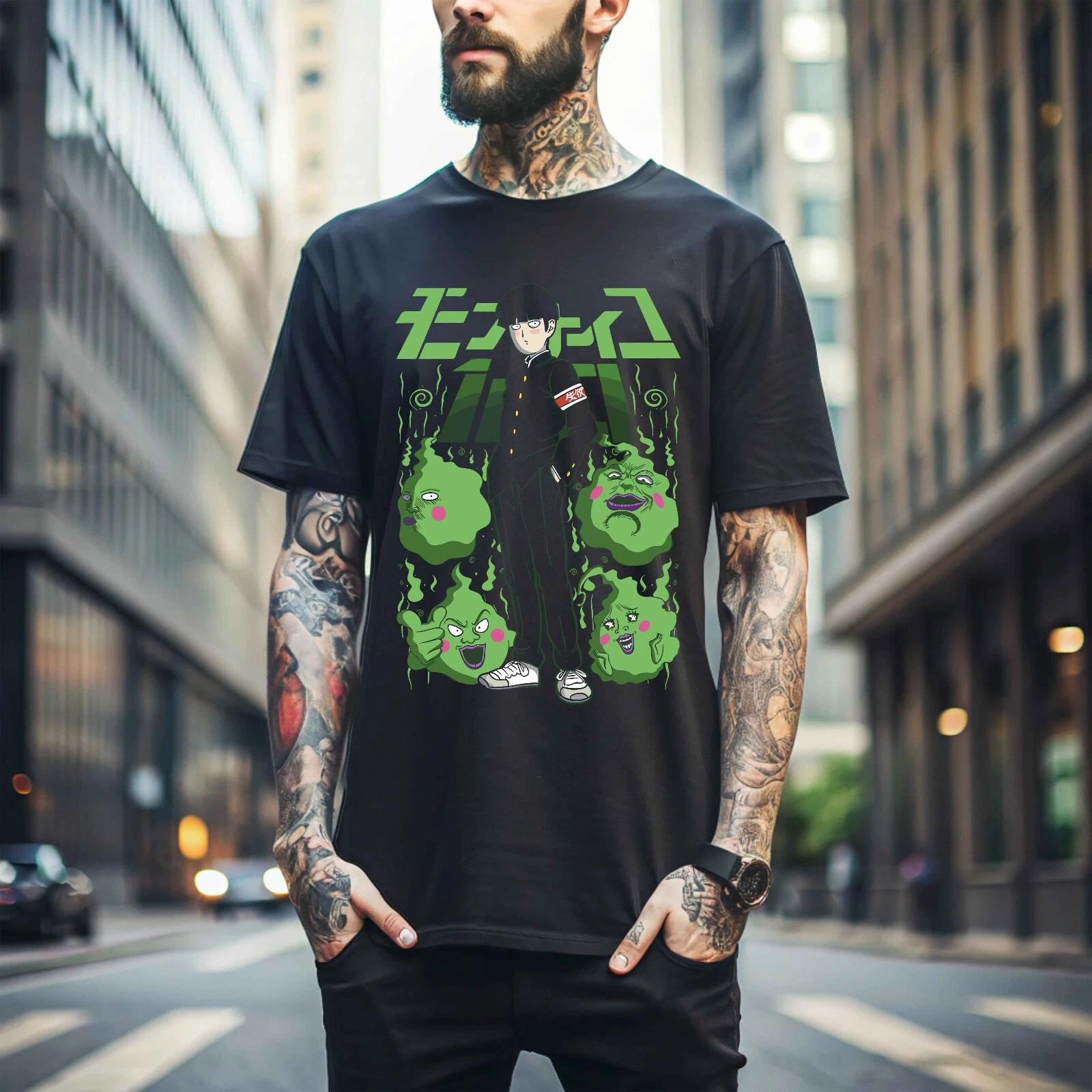 

100% cotton TOPS UNISEX TEES MENS WOMENS Mob Psycho 100 Cast T-Shirt Anime Manga Mob Psycho Dimple T-Shirt Tee Gift 261 2XL чёрный