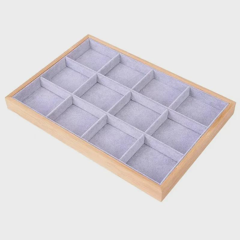 Bamboo and Wood Velvet Jewelry Tray for Bracelets and Earrings Display