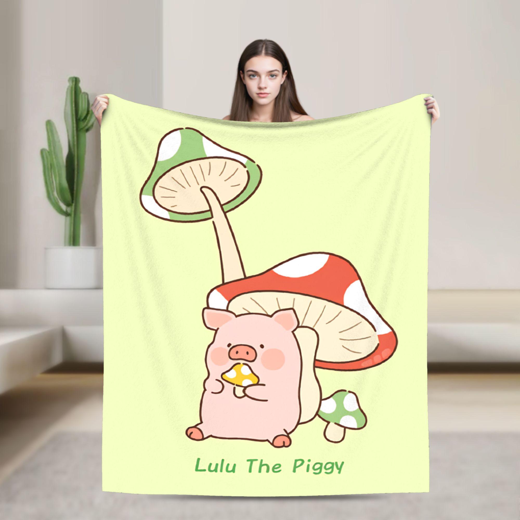 

Warm Blanket Picnic Cartoon L-Lulu Pig Bedding Throws Flannel Bedspread For Living Room Funny Sofa Bed Cover 30x40in