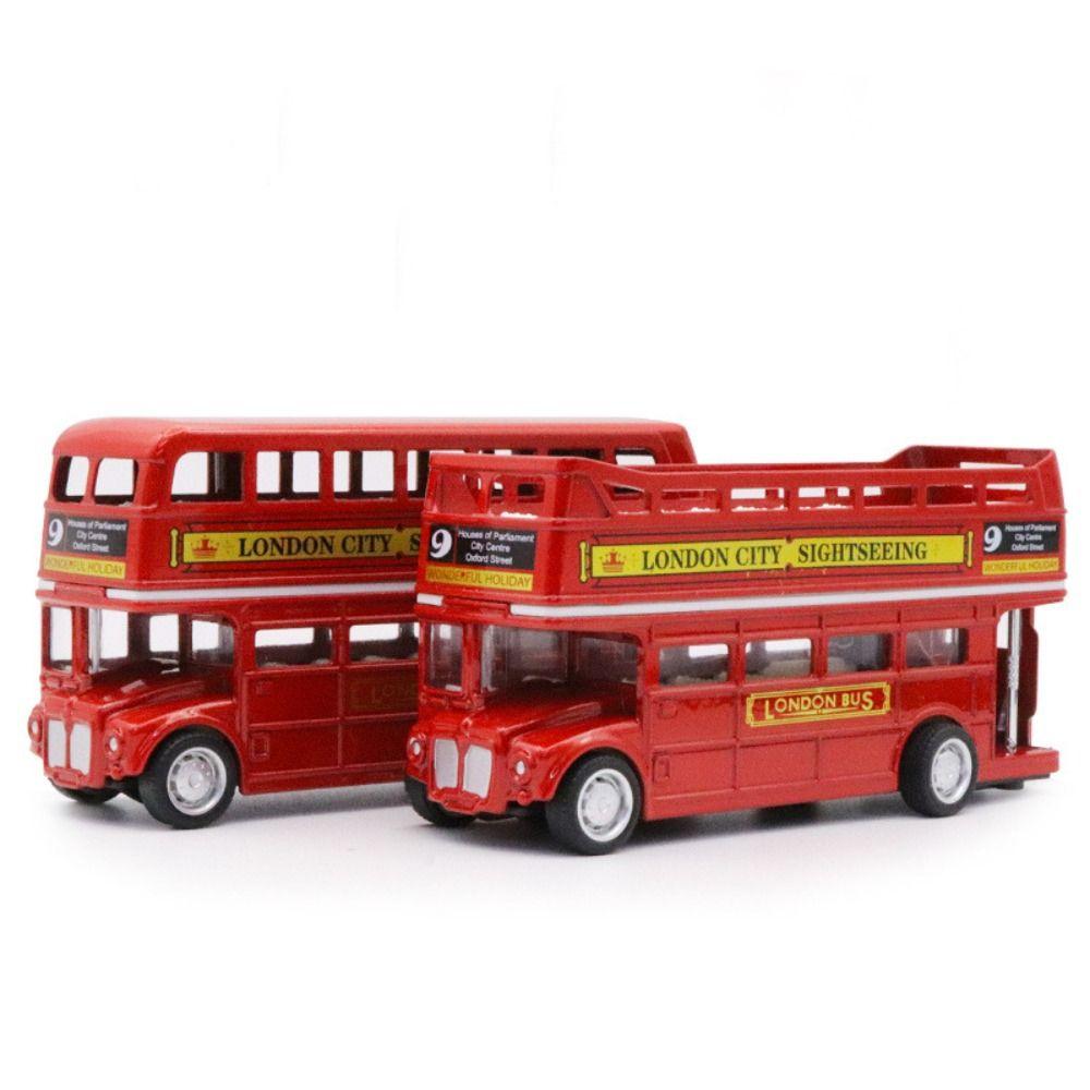 Double Decker Travel Bus Model Simulation Pull Back Vehicle Car Decor Bus Car Model Kids Toy