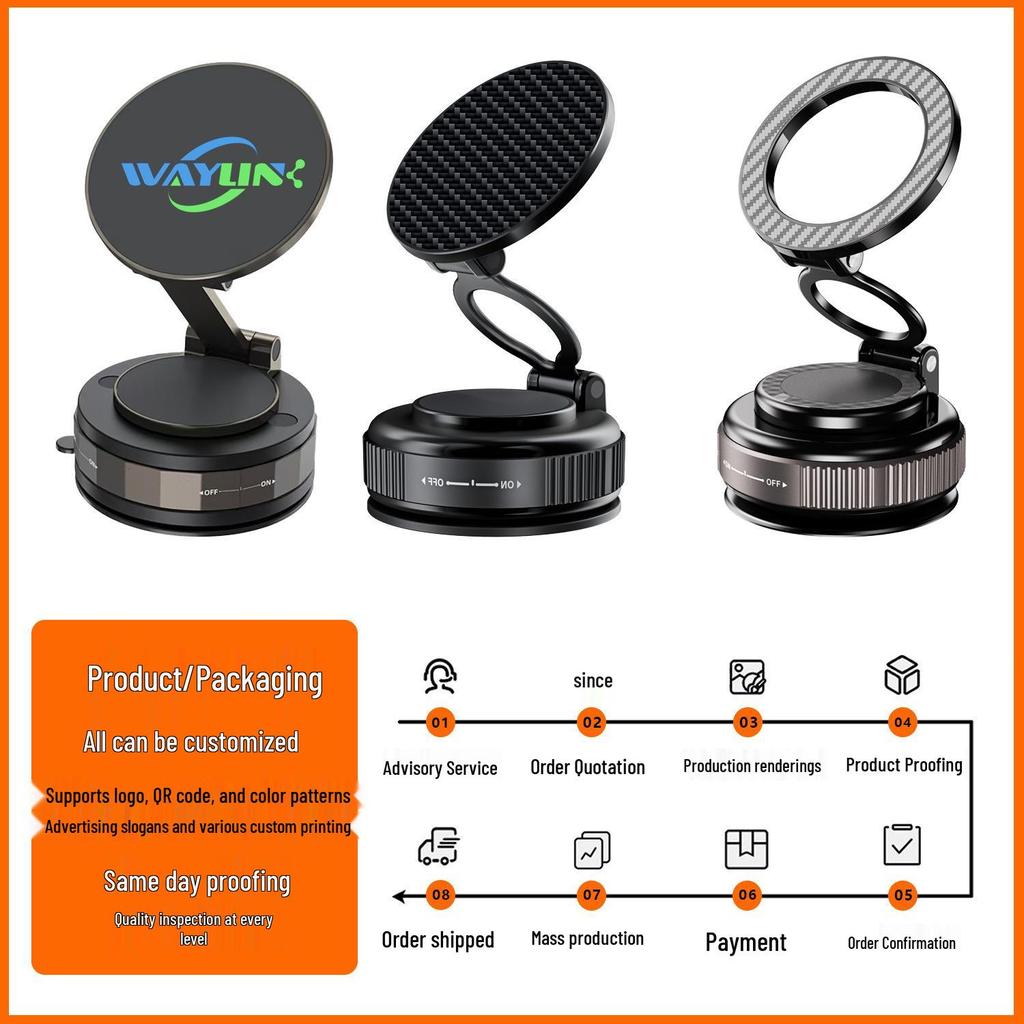 MagSafe Magnetic Car Phone Holder - Suction Cup, Rotating, Folding, Dashboard Mount.