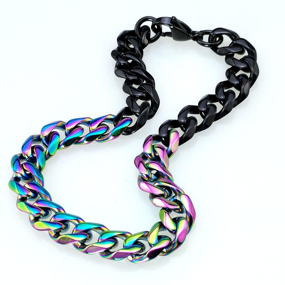 New 316L stainless steel black and iridescence dual Hip hop bracelet anklet