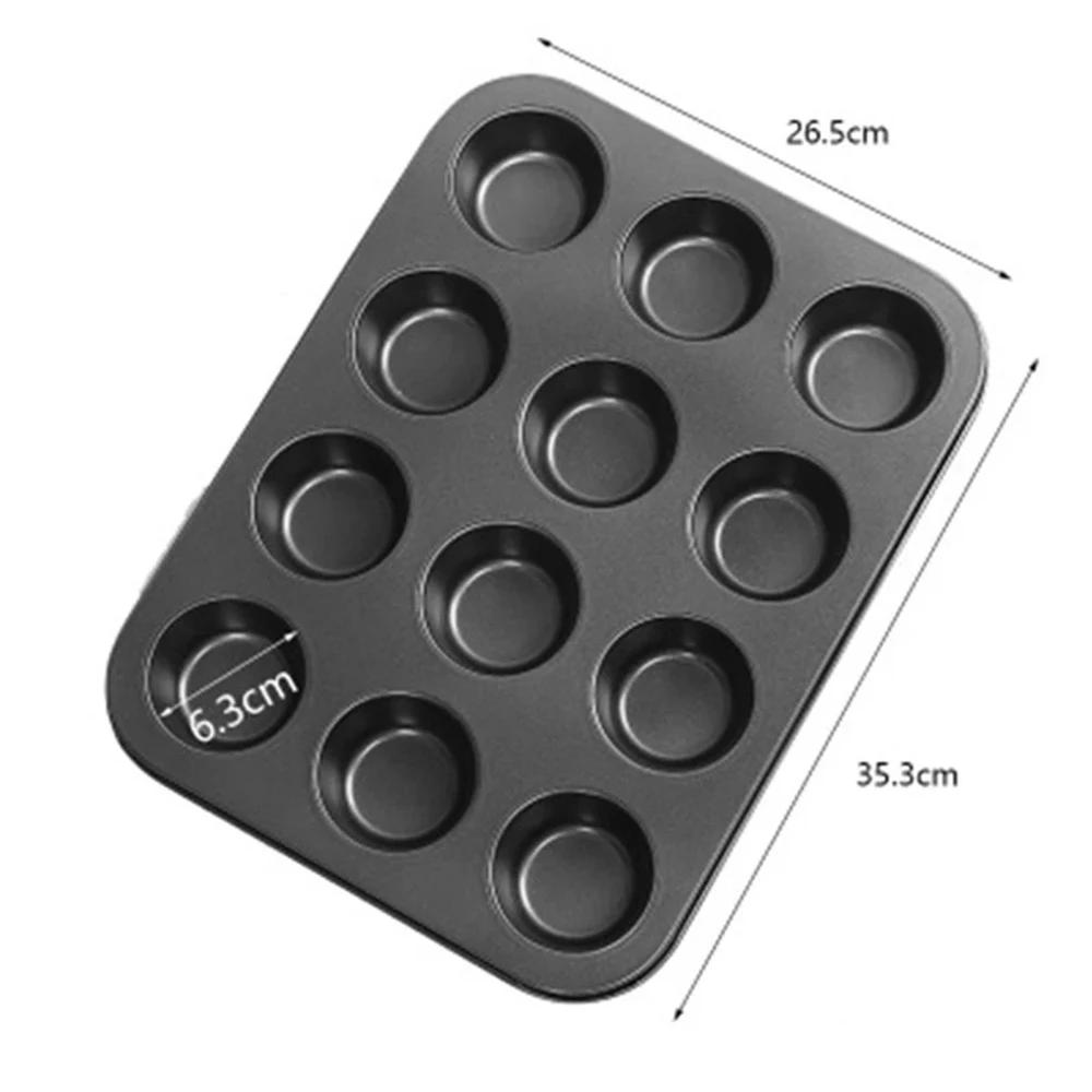 Stampo per Torta a 6/12 Fori Stampo per Muffin Cupcake Stampo Fai da Te Antiaderente Pirofila Acciaio al Carbonio Teglie da Forno per Cucina Utensile per Pasticceria