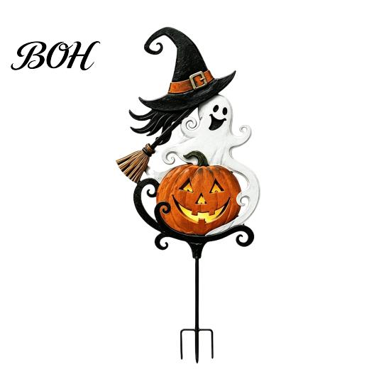 Metal Witch Yard Decor Halloween Garden Stake, Pumpkin Rust-Proof Outdoor Spooky Art Decoration for Lawn Patio Porch Pathway, Gift Gardener Holiday