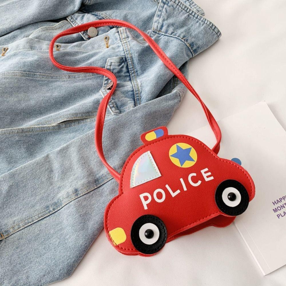 Cute PU Leather Children's Shoulder Bag 3D Splicing Crossbody Bag Cartoon Car Shape Handbag for
