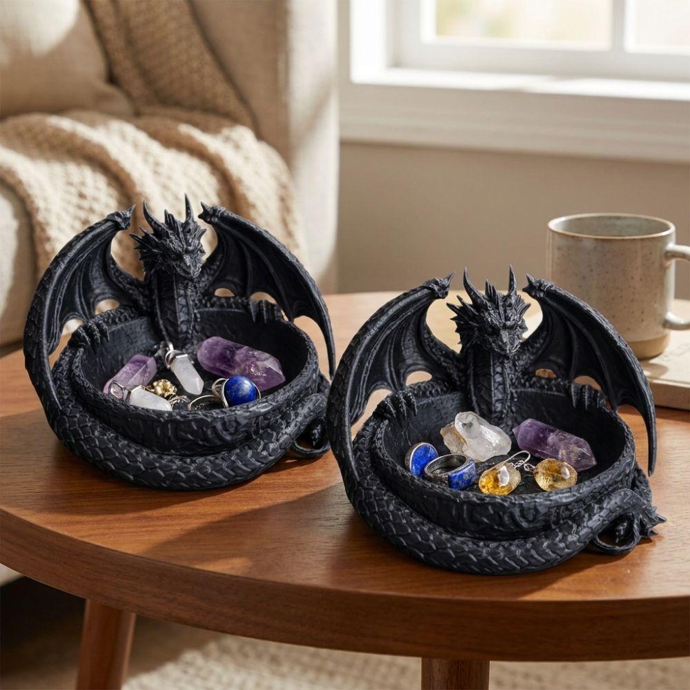 3D Printing Dragon Shaped Jewelry Tray Dark Style Key Coin Storage Holder Home Decor