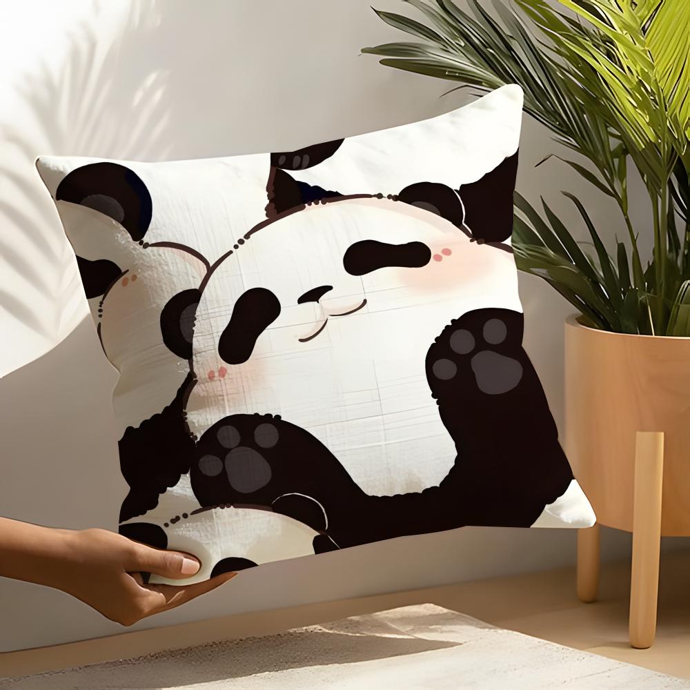 Cute Lovely Cartoon Panda Pillow Case Linen Cushion Covers For Decorative Sofa Home Pillows Case Car Chair Pillows Cases