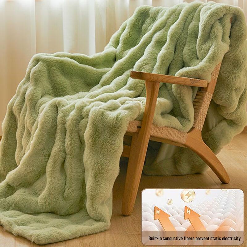 OEING Winter Thickened Rabbit Velvet Blanket