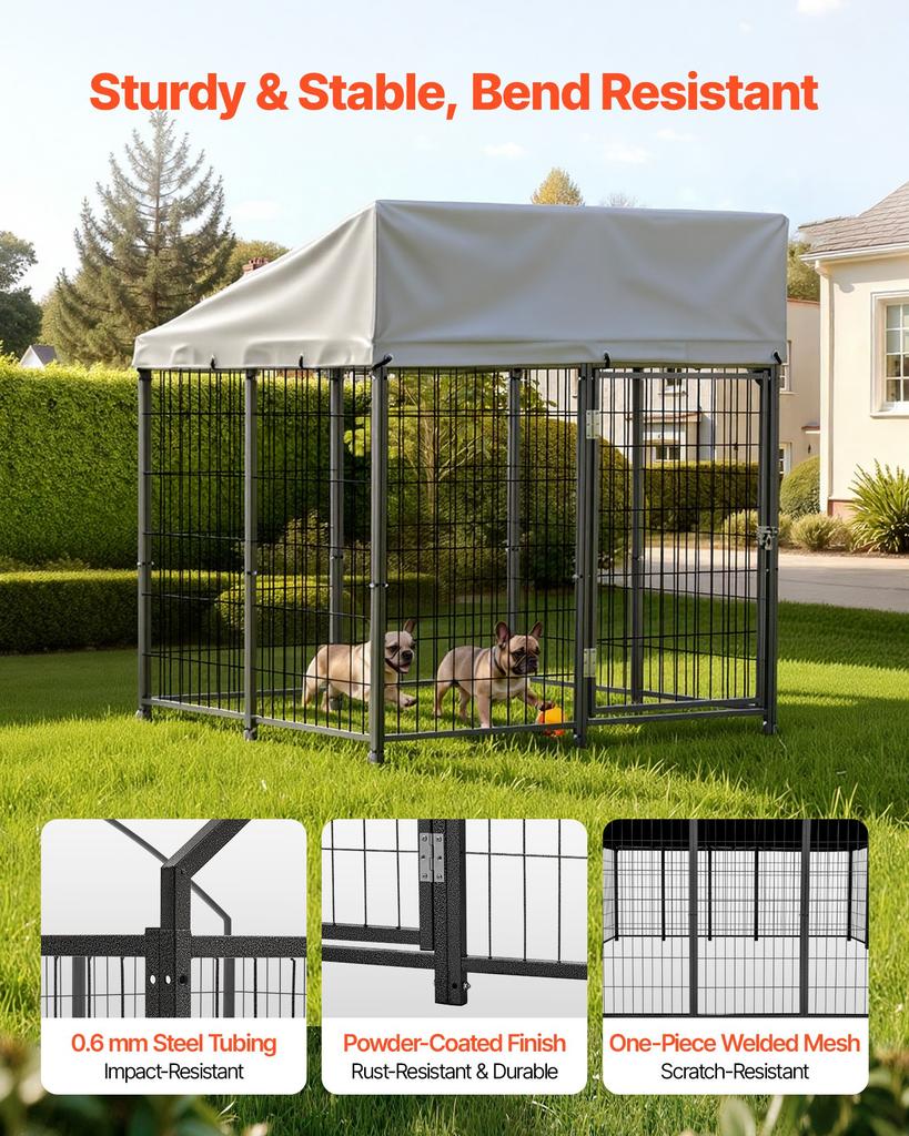 VEVOR Outdoor Dog Kennel, 1.12 x 1.15 x 1.25 m Large Dog Kennel with Secure Lock