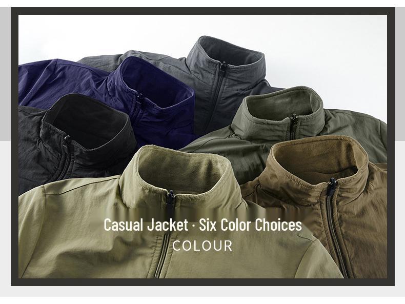 2025 Herrjacka i fleece: Höst/Vinter, Ståkrage, Lös passform, Stor storlek