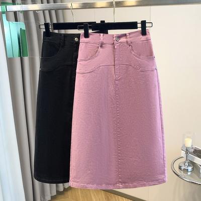 DIMANAF 2025 Plus Size Spring Denim Skirts Women A-Line Clothing Fashion Jeans Skirt High Waist New Vintage
