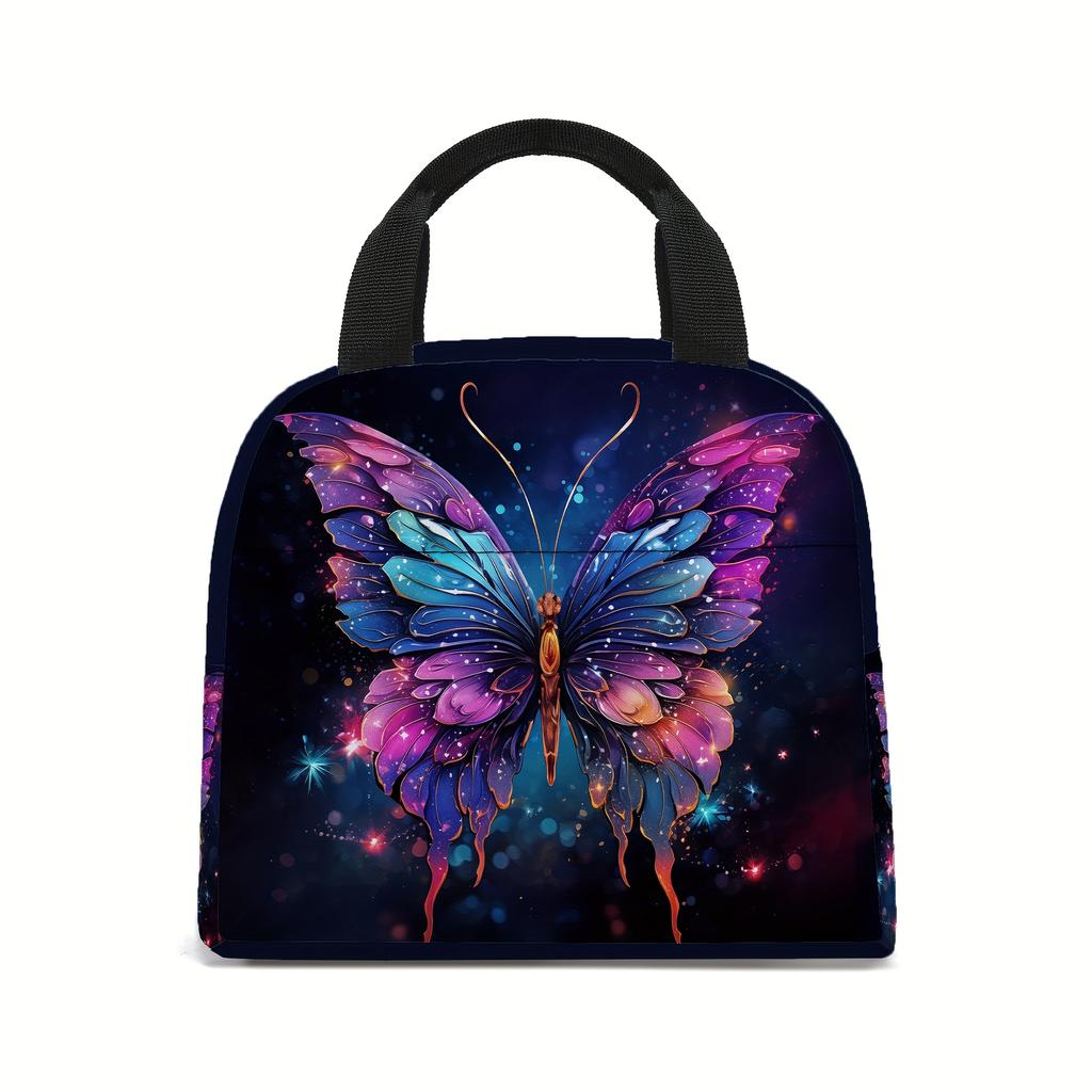 Lunch Bag with Butterfly Design, Insulated Tote for Work, Travel, And Picnics, Suitable for Back to School, Safe for Non-Food It