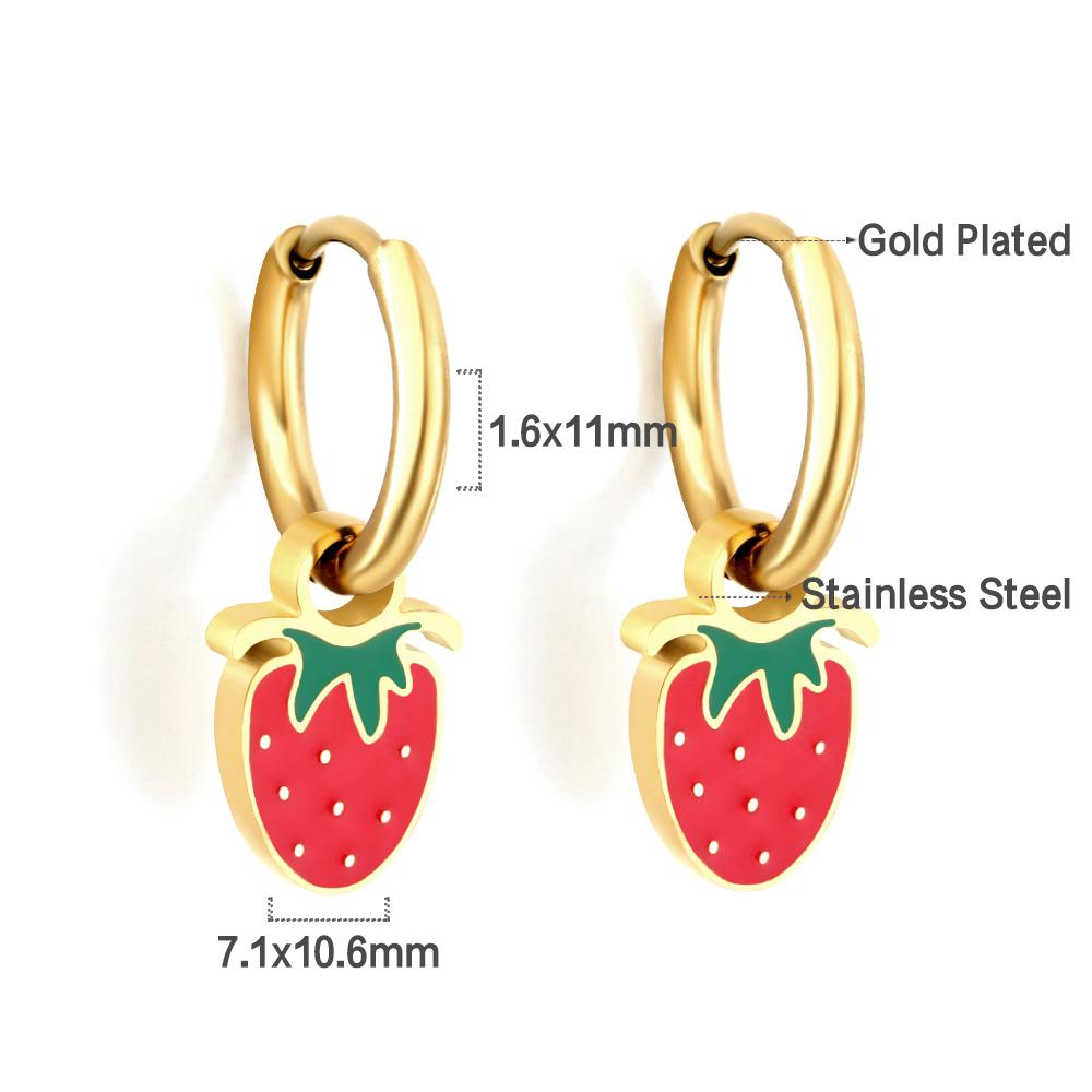 LUXUKISSKIDS Erdbeer-Anhänger Schmuck Ohrringe Süße Rote Kirsch-Tropfen Anhänger für Mädchen/Frauen Stahl Früchte Zubehör Geschenke