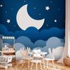 Wallpaper - Moon Dream - Clouds On a Navy Blue Sky with Stars For Children
