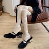 Spring And Summer New Vintage Rose Thigh-High Socks Milky White Ultra-Thin Socks French Rose Flower Stockings Over-The-Knee Sock