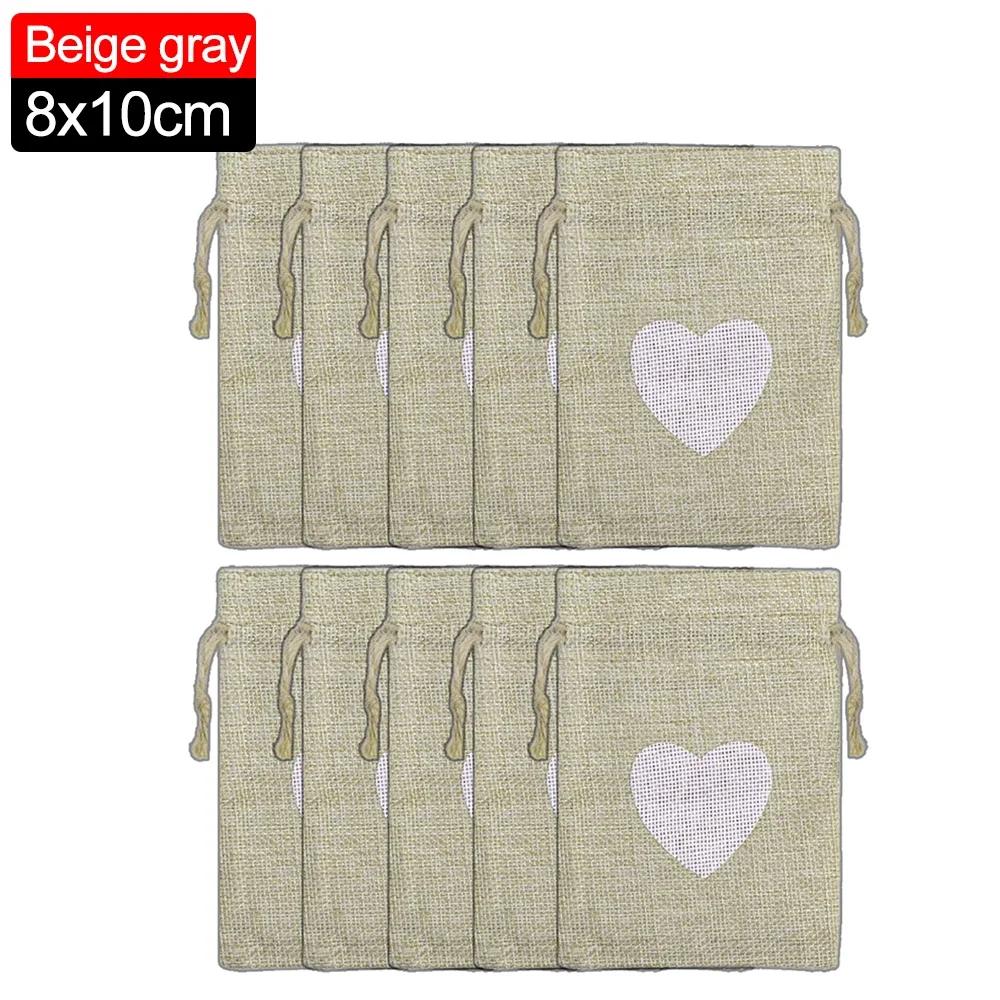 

5/30 шт. в форме сердца джутовые сумки на шнурке многоразовые мешковины для хранения ювелирных изделий дома свадьба рождественская вечеринка подарочные упаковочные сумки 5PCS