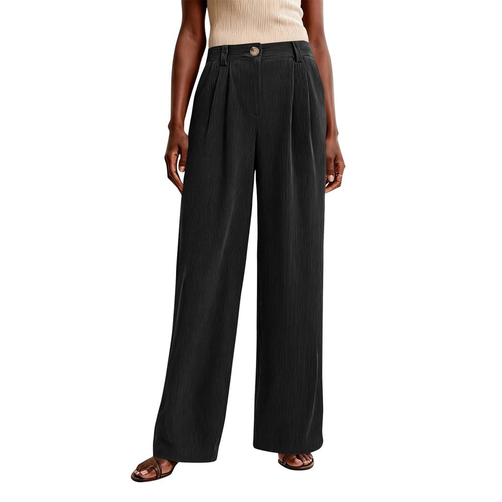 Women's Casual Fashion Pinstripe Straight And Winter Loose Wide-leg Straight Pants
