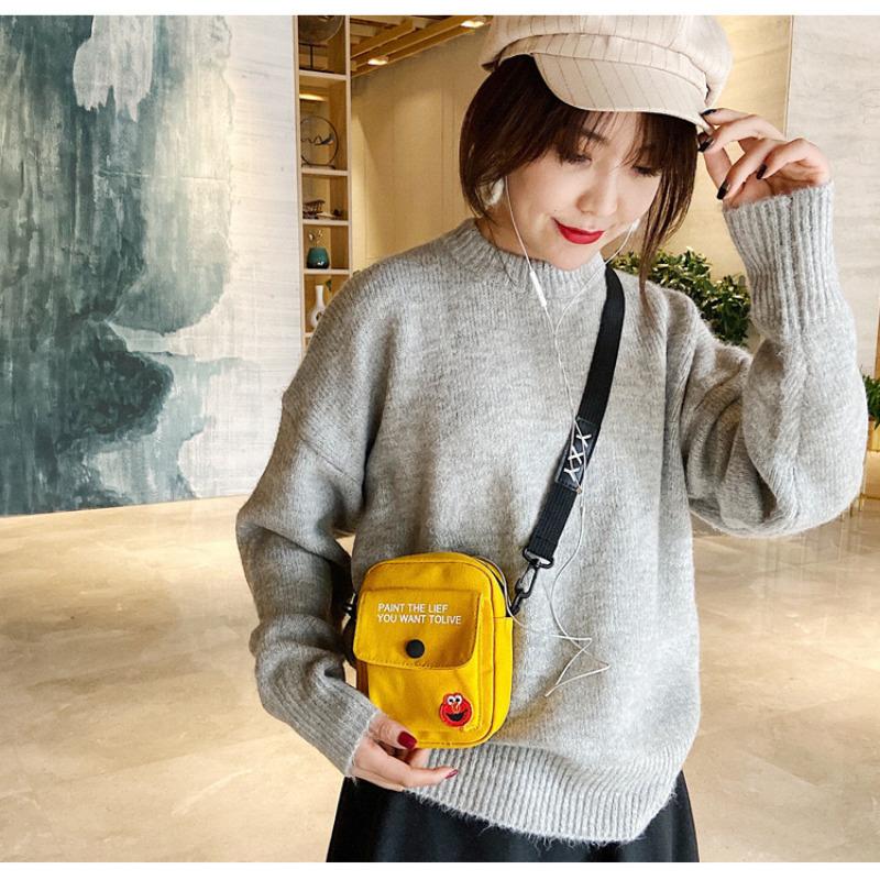 Japanese Style Canvas Crossbody Bag for Women, Cute Cartoon Shoulder Pouch, Trendy Street Fashion Chest Bag for Daily Use KTB
