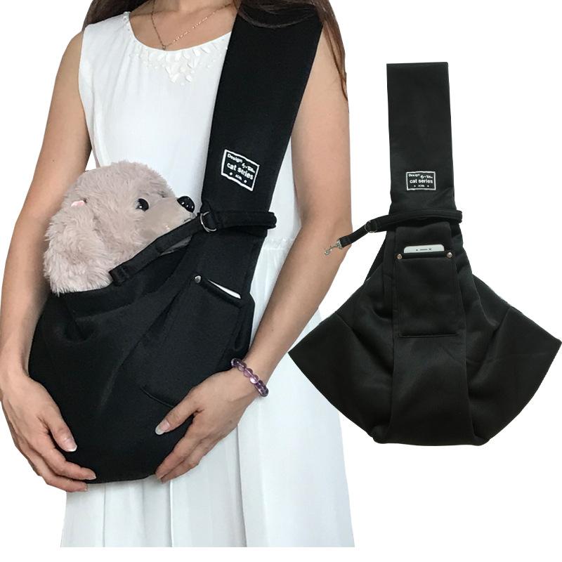 

New Breathable Foldable Sloping Cycling Pet Bag Large Capacity Cat Bag for Traveling and Shopping 1Pcs чёрный