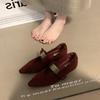 Korean Version of Temperament Versatile Single Shoes Women's 2025 Spring and Autumn New Inner Height Increase Small Fragrant Style Retro Shallow Mouth