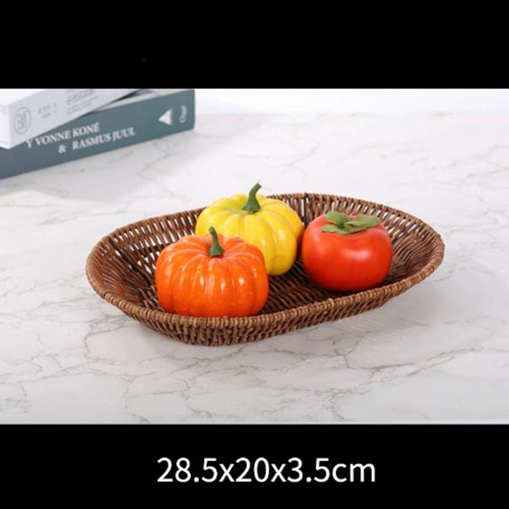 Neue Härte Rattan Weide Geflochtene Servierkörbe Handgeflochten Khaki Brot Obst Gemüse Korb mit Griff 10 Stile Pizza Tablett