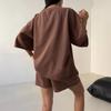 2026 Summer New Women's Pure Color Loose Casual Sportswear Hoodie Set 2 Piece Outfit Fashion Slim Short Sleeve Tee and Shorts