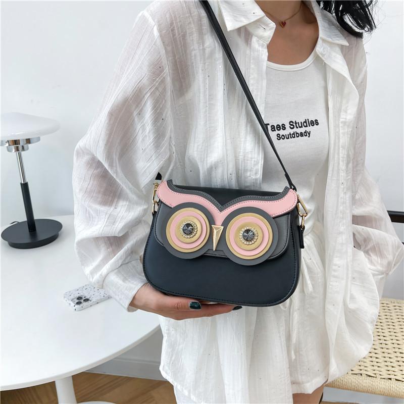 Personalized and creative owl small bag 2025 new Japanese cartoon cute girl foreign style shoulder small square bag pu