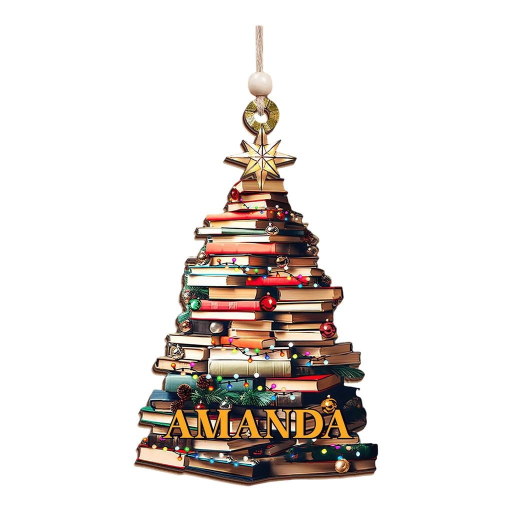 Christmas Book Tree Ornament ACRYLIC, Book Gift, Book Lover Gift, Book Ornament, Book Gift, Book Lover Gift, Librarian Gift