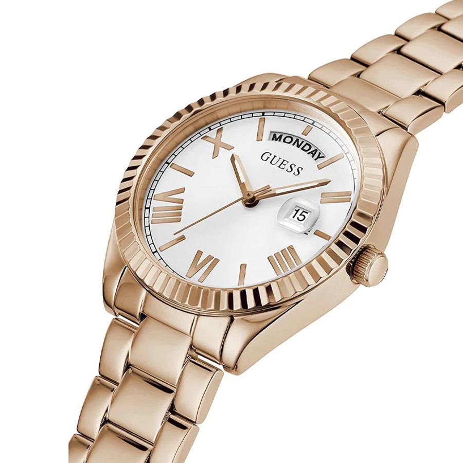 Guess Ladies' Watch - Rose Gold Steel Strap White Dial Day-Date GW0308L3