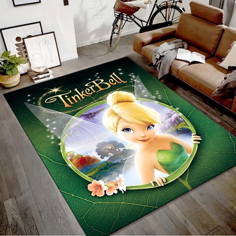 1pc T-Tinkerbell Design Printed Area Rug Carpet for Bedroom Living Room Home Decor Rugs Mat Non Slip Mat Rug for Bedside