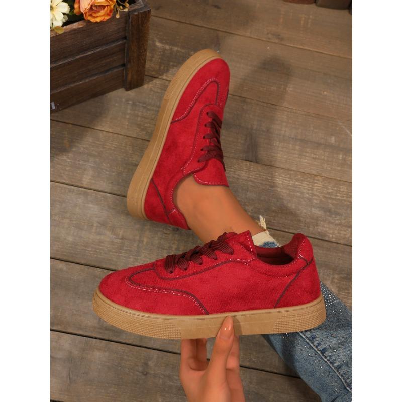 Fashion Women's Sports Shoes Tennis Running Canvas Casual Basket Skateboard Spring Autumn Round Toe Red Ladies Flats Barefoot Sneakers